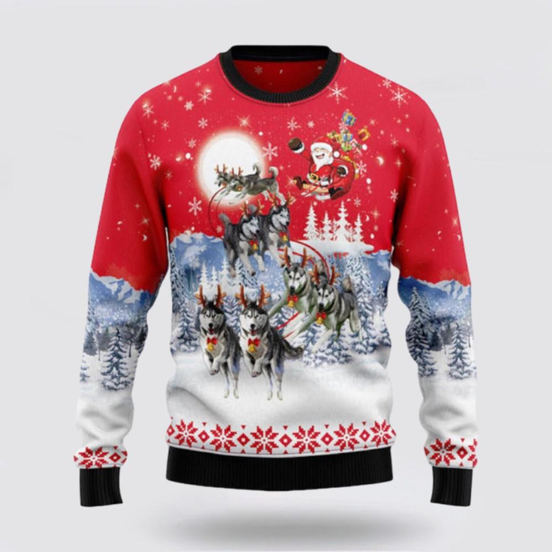 FUNSTUFFPRINT Santa Claus Sweater, Siberian Husky Santa Claus Ugly Sweater, Funny Santa Sweaters, Santa Claus Outfit History Ugly Sweater