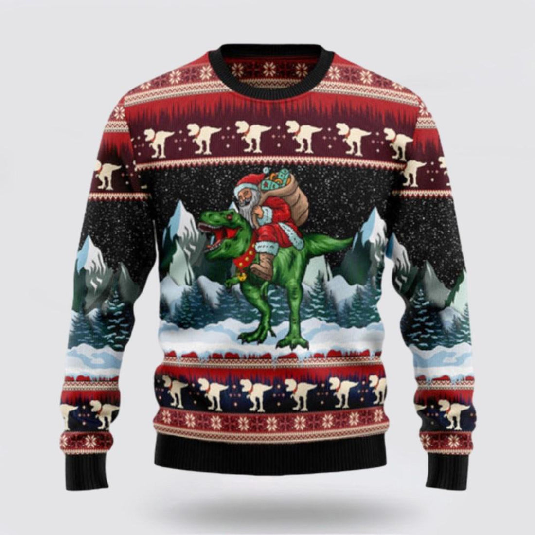FUNSTUFFPRINT Santa Claus Sweater, T Rex Santa Clause Ugly Sweater, Funny Santa Sweaters, Santa Claus Outfit History Ugly Sweater