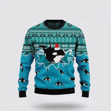 FUNSTUFFPRINT Santa Claus Sweater, Whale Santa Claus Ugly Christmas Sweater, Santa Claus Outfit History Ugly  Sweater