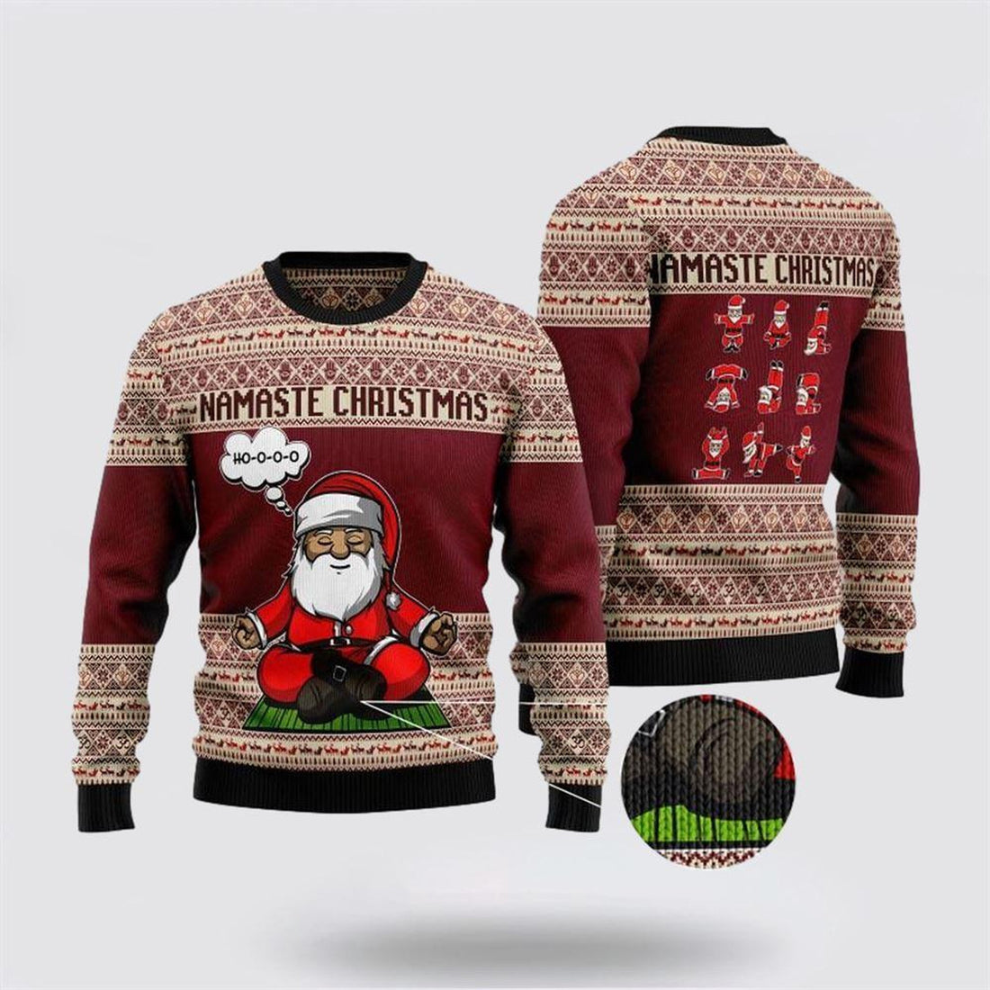 FUNSTUFFPRINT Santa Claus Sweater, Yoga Santa Clause Ugly Christmas Sweater, Santa Claus Outfit History Ugly  Sweater