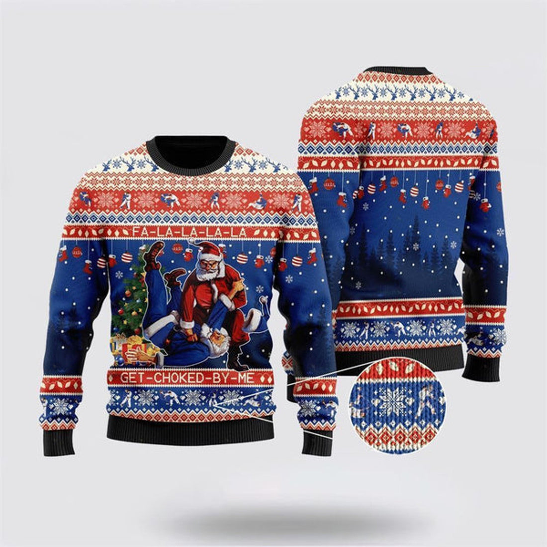 FUNSTUFFPRINT Santa Claus With Sayings FA-LA-LA-LA-LA Ugly Christmas Sweater For Men And Women, Best Gift For Christmas, The Beautiful Winter Christmas Outfit Ugly Sweater
