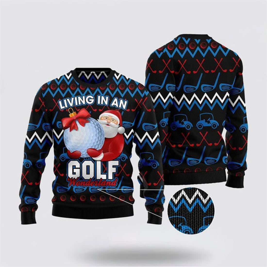 FUNSTUFFPRINT Santa Clause Golf Wonderland Ugly Christmas Sweater For Men And Women, Best Gift For Christmas, The Beautiful Winter Christmas Outfit Ugly Sweater