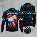 FUNSTUFFPRINT Santa Clause Golf Wonderland Ugly Christmas Sweater, Christmas Sweater, Ugly Sweater, Funny Xmas Sweaters Ugly Sweater