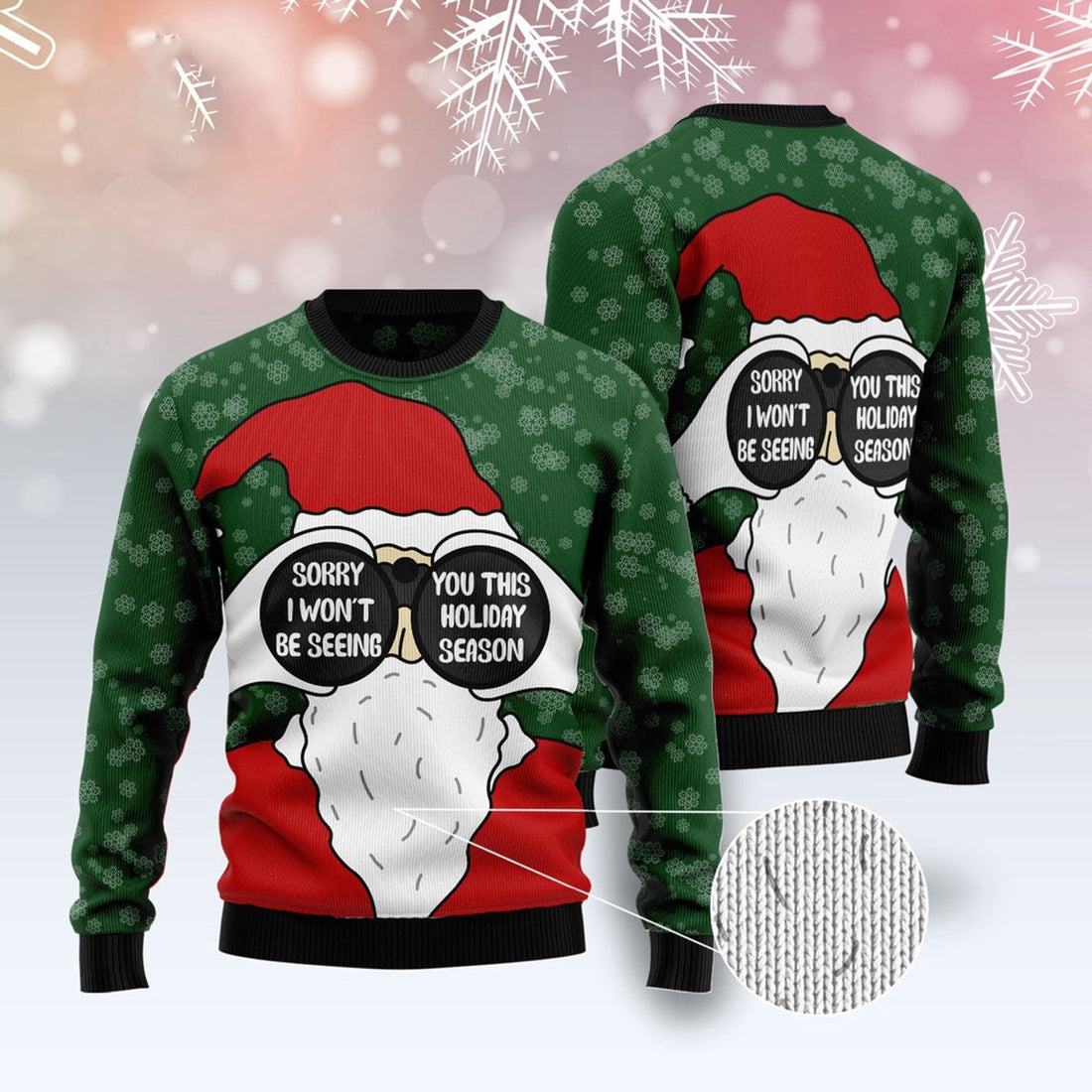 FUNSTUFFPRINT Santa I Won'T Be Seeing You Ugly Christmas Sweater, Christmas Sweater, Ugly Sweater, Funny Xmas Sweaters Ugly Sweater