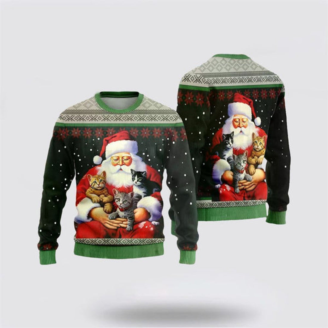 FUNSTUFFPRINT Santa Loves Catss Ugly Christmas Sweater For Men And Women, Best Gift For Christmas, The Beautiful Winter Christmas Outfit Ugly Sweater