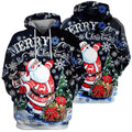 FUNSTUFFPRINT 3D Santa Merry Christmas All Over 3D Hoodie and Zip Hoodie