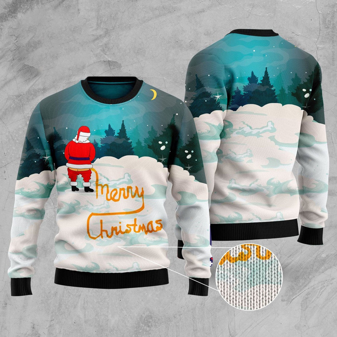 FUNSTUFFPRINT Santa Merry Christmas Ugly Christmas Sweater, Christmas Sweater, Ugly Sweater, Funny Xmas Sweaters Ugly Sweater