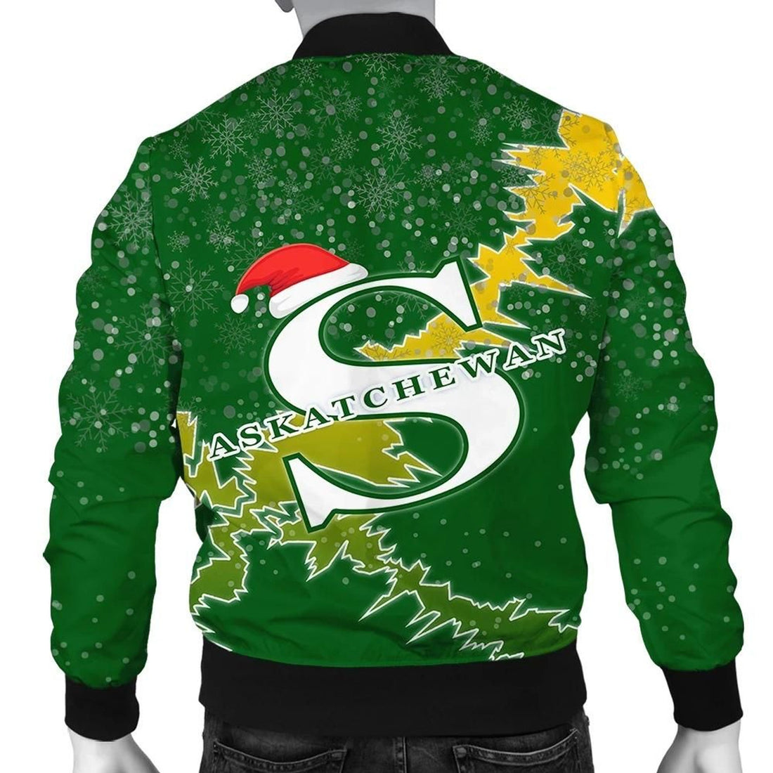 FUNSTUFFPRINT Saskatchewan Christmas Coat Of Arms Men Bomber Jacket Style 3D Bomber Jacket