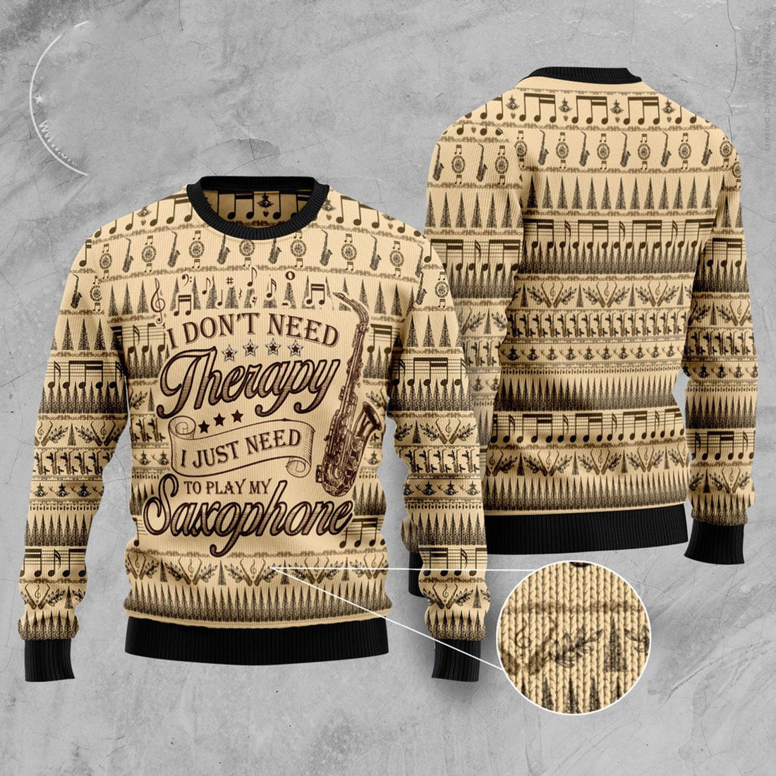 FUNSTUFFPRINT Saxophone Lover Ugly Christmas Sweater, Christmas Sweater, Ugly Sweater, Funny Xmas Sweaters Ugly Sweater