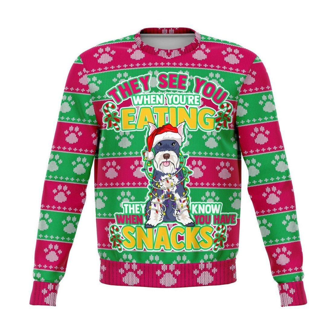 FUNSTUFFPRINT Schnauzer They Know When You Have Snacks Christmas Ugly Sweater, Christmas Sweater, Ugly Sweater, Funny Xmas Sweaters Ugly Sweater
