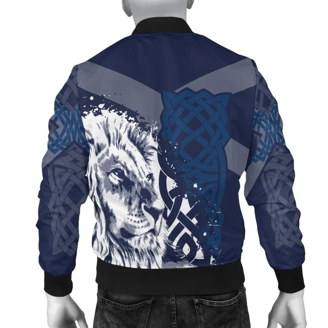 FUNSTUFFPRINT Scotland Celtic Men's Bomber Jacket - Cross Celt Lion - 3D Bomber Jacket