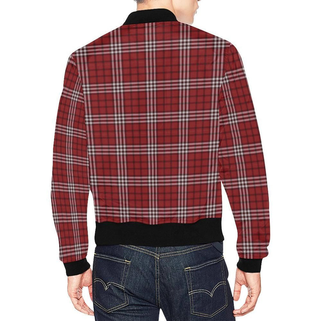 FUNSTUFFPRINT Scottish Tartan Royal Stewart Red Plaids Mens 3D Bomber Jacket