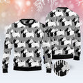 FUNSTUFFPRINT Scottish Terrier Black And White Ugly Christmas Sweater, Christmas Sweater, Ugly Sweater, Funny Xmas Sweaters Ugly Sweater