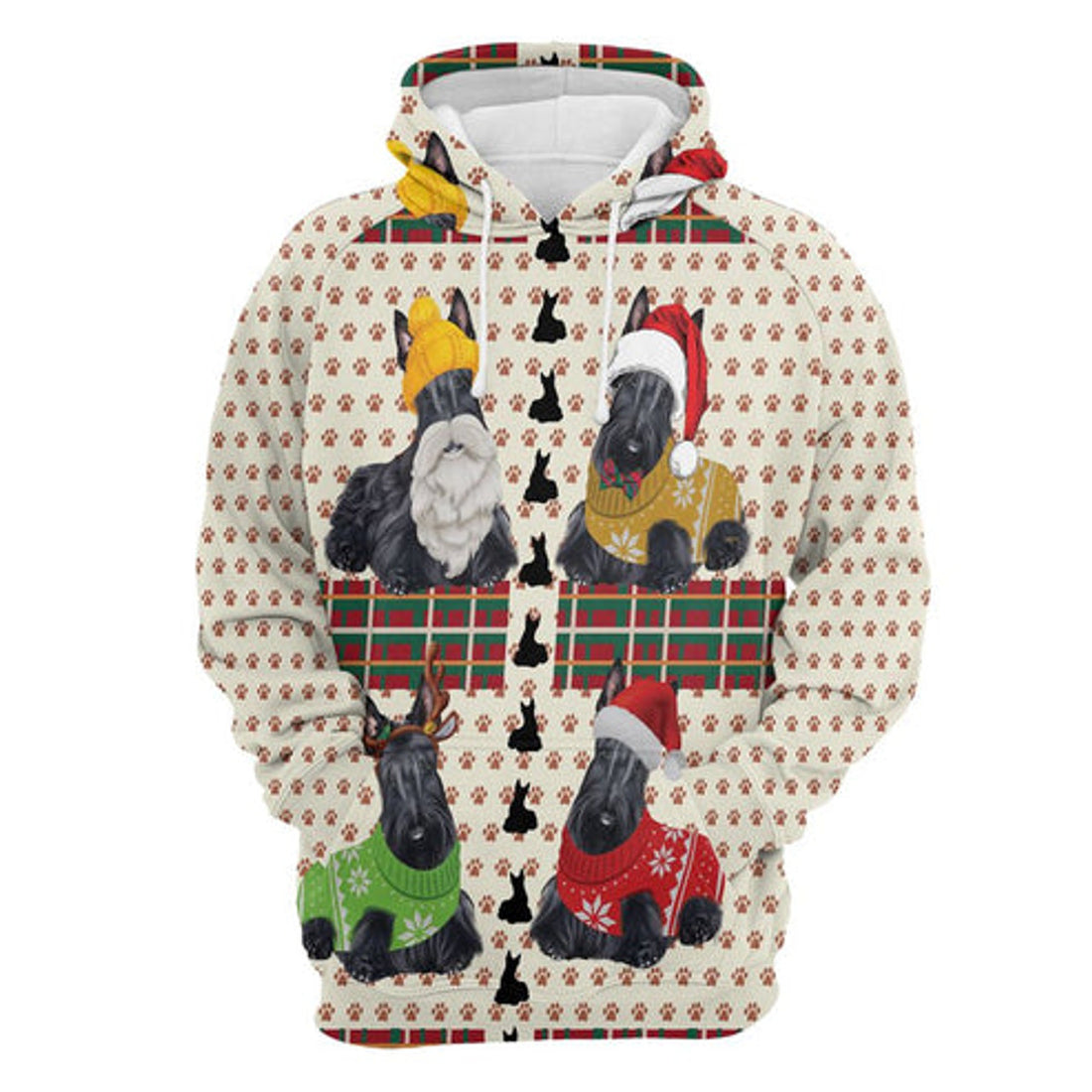 FUNSTUFFPRINT 3D Scottish Terrier Christmas All Over 3D Hoodie and Zip Hoodie