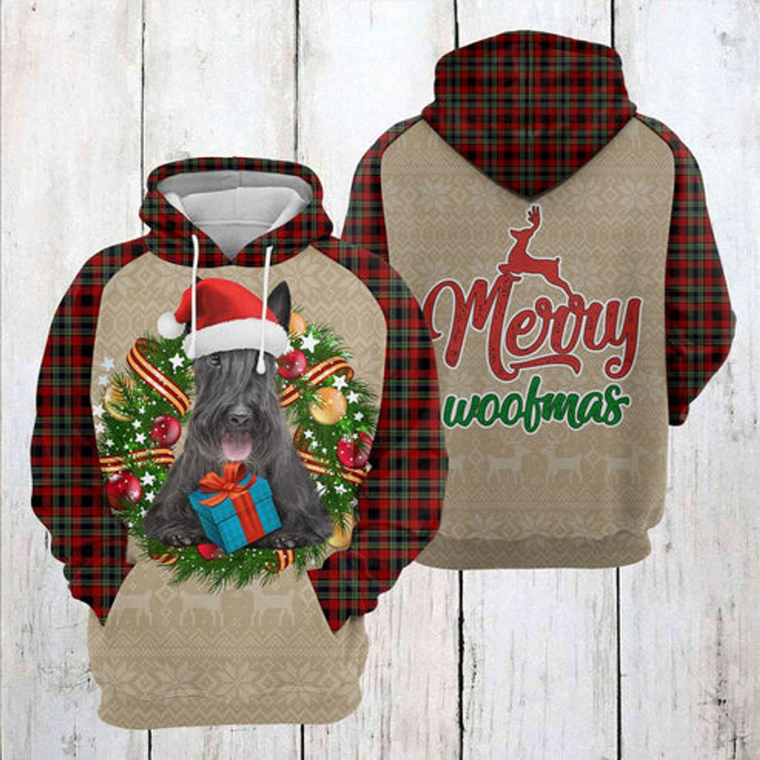 FUNSTUFFPRINT 3D Scottish Terrier Christmas Awesome All Over 3D Hoodie and Zip Hoodie