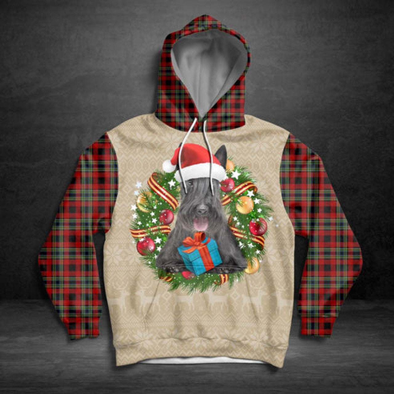 FUNSTUFFPRINT 3D Scottish Terrier Christmas Awesome All Over 3D Hoodie and Zip Hoodie