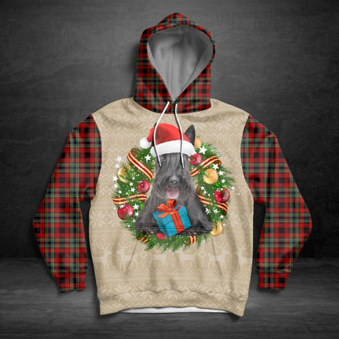 FUNSTUFFPRINT 3D Scottish Terrier Christmas Awesome All Over 3D Hoodie and Zip Hoodie