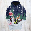 FUNSTUFFPRINT 3D Scottish Terrier Playing Christmas All Over 3D Hoodie and Zip Hoodie