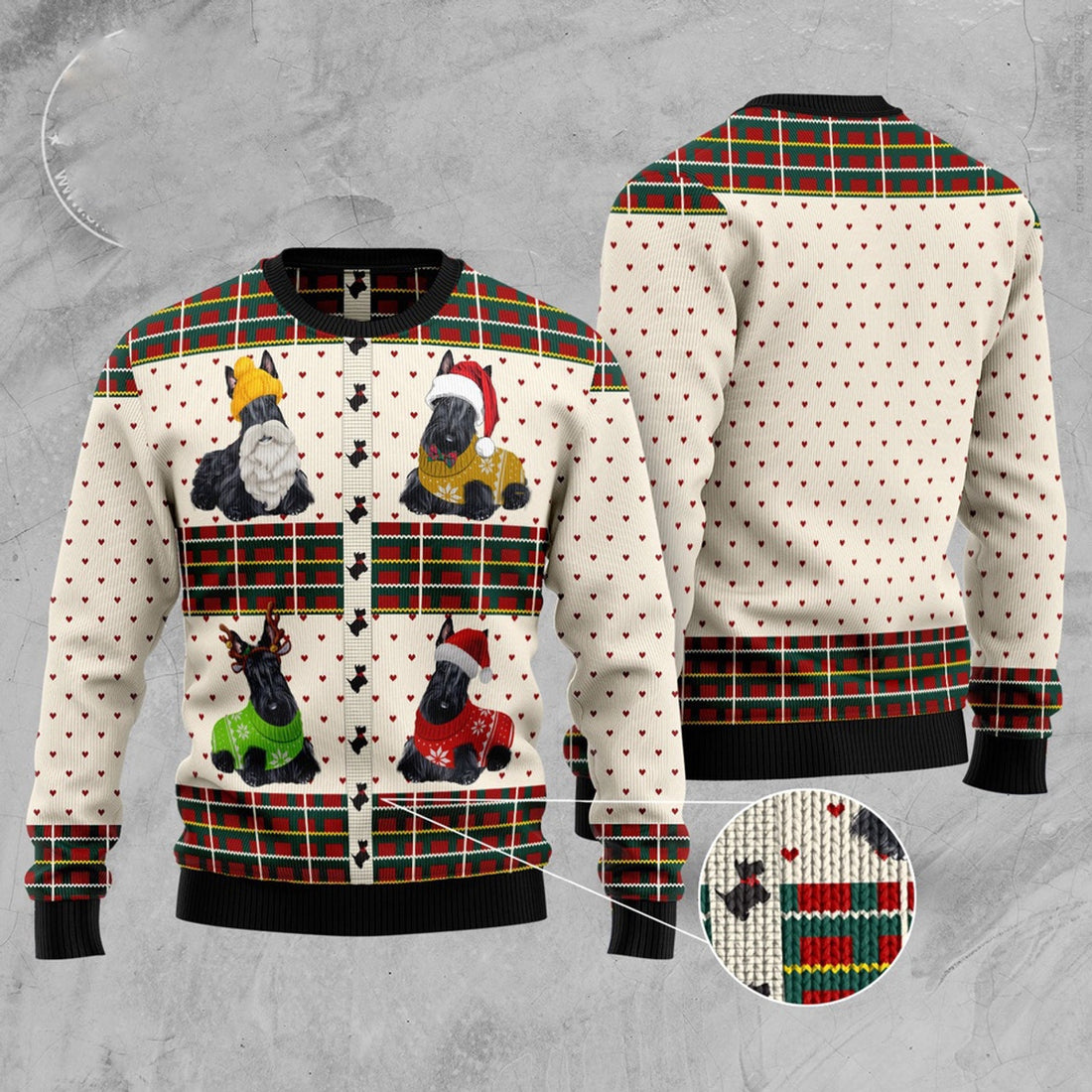 FUNSTUFFPRINT Scottish Terriers Xmas Ugly Christmas Sweater, Christmas Sweater, Ugly Sweater, Funny Xmas Sweaters Ugly Sweater
