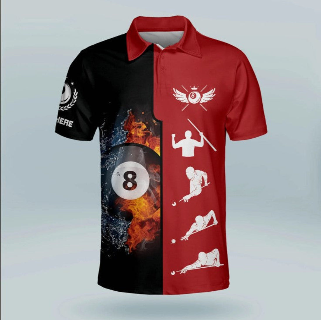 Custom Aim Shoot Swear Repeat Billiard Polo Shirts for Men, Custom name ball shirt, Billiard 3D Apparel
