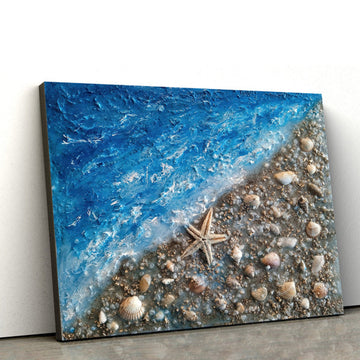 Seashells With Epoxy Resin Painting Canvas Wall Art - Canvas Wall Decor - Home Decor Living Room