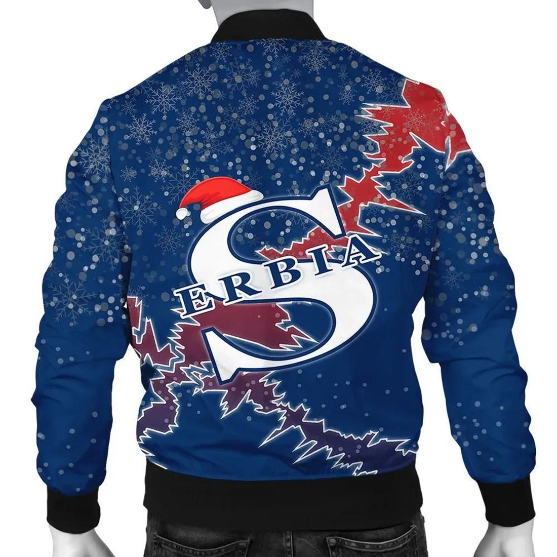 FUNSTUFFPRINT Serbia Christmas Coat Of Arms Men Bomber Jacket Style 3D Bomber Jacket