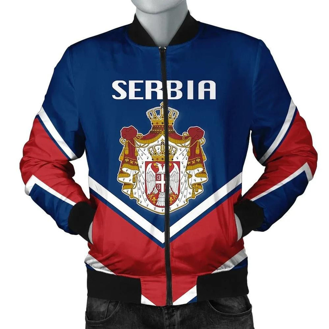 FUNSTUFFPRINT Serbia Coat Of Arms Men Bomber Jacket Lucian Style 3D Bomber Jacket