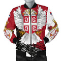 FUNSTUFFPRINT Serbia Men's Bomber Jacket - Serbian White Eagle 3D Bomber Jacket