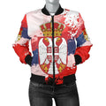 FUNSTUFFPRINT Serbia Women's Bomber Jacket - Serbia National Flag and Emblem 3D Bomber Jacket