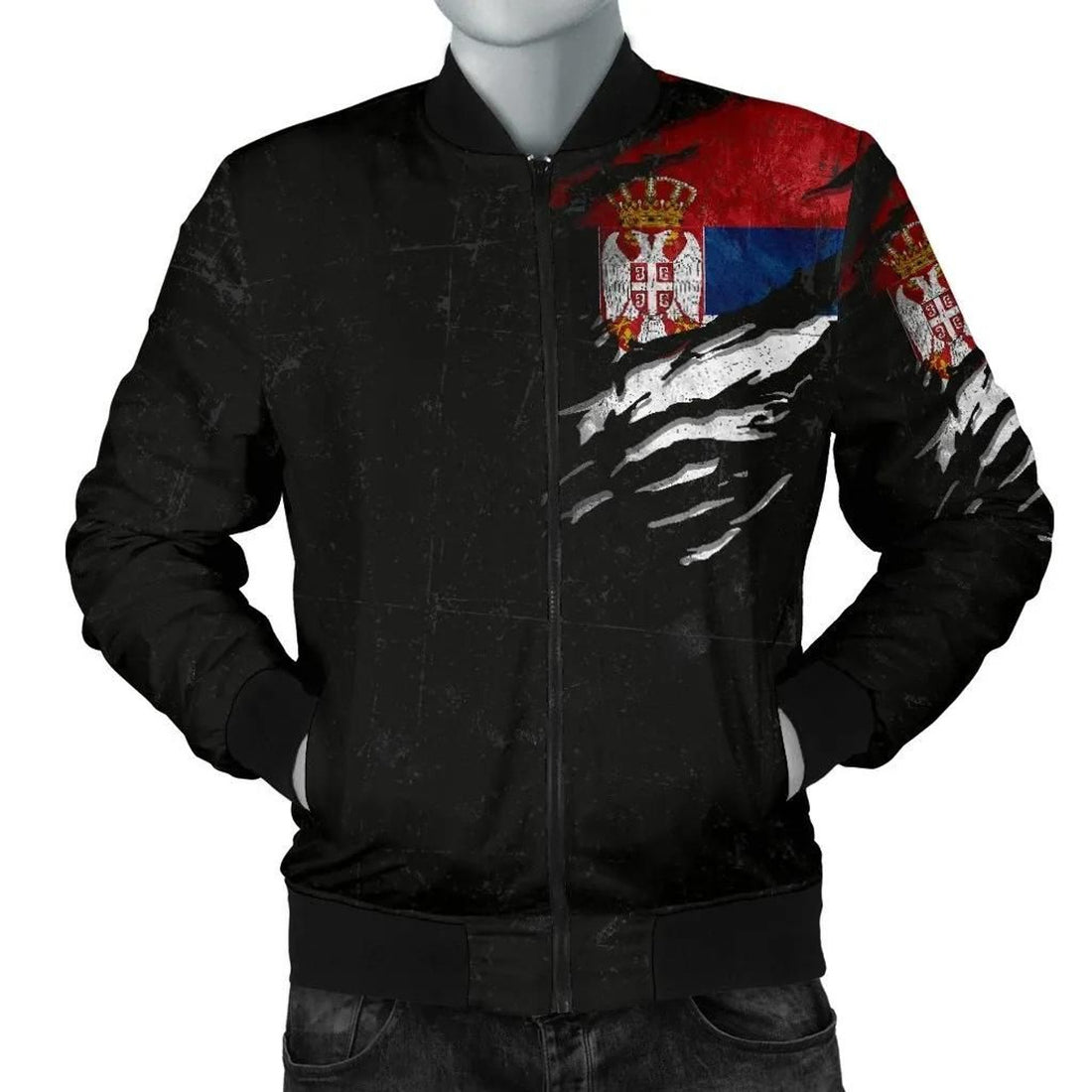 FUNSTUFFPRINT Serbia in Me Men's Bomber Jacket - Special Grunge Style 3D Bomber Jacket