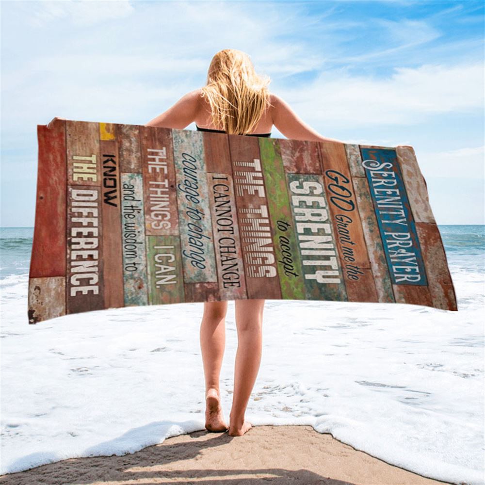 Serenity Prayer - Christian Decor Beach Towel - Bible Verse Beach Towel - Scripture Beach Towel