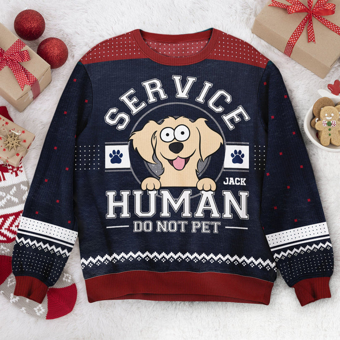 FUNSTUFFPRINT Custom Service Human Do Not Pet Ugly Sweater