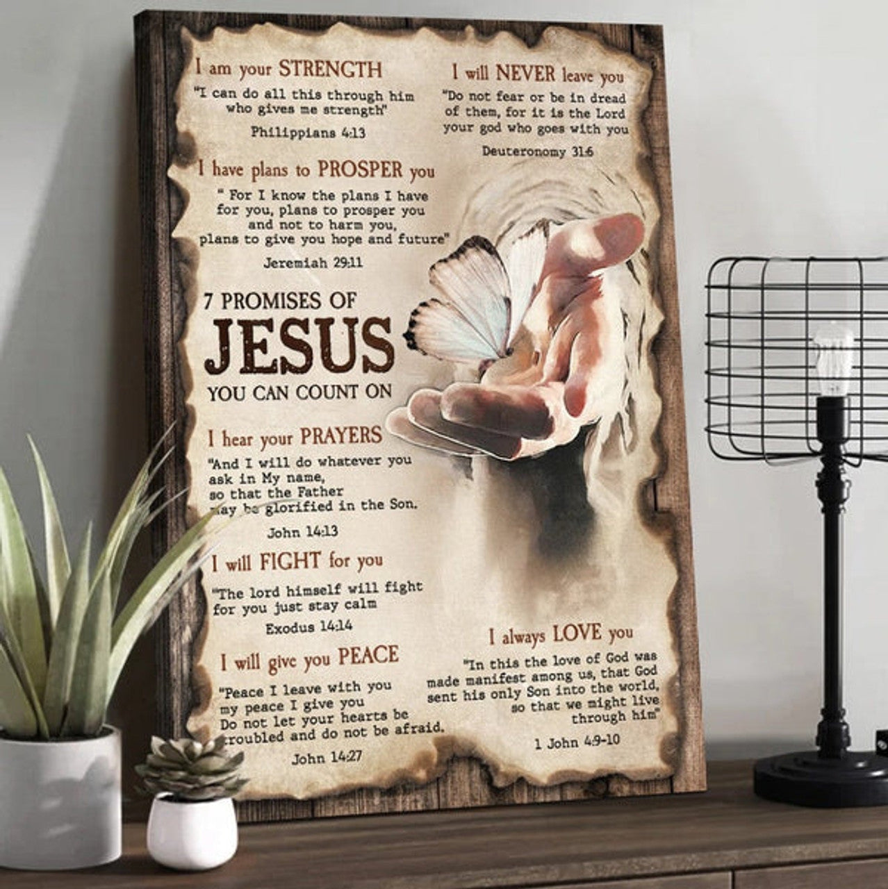 Seven Promises Of Jesus Canvas Wall Art - Christian Wall Posters - Religious Wall Decor