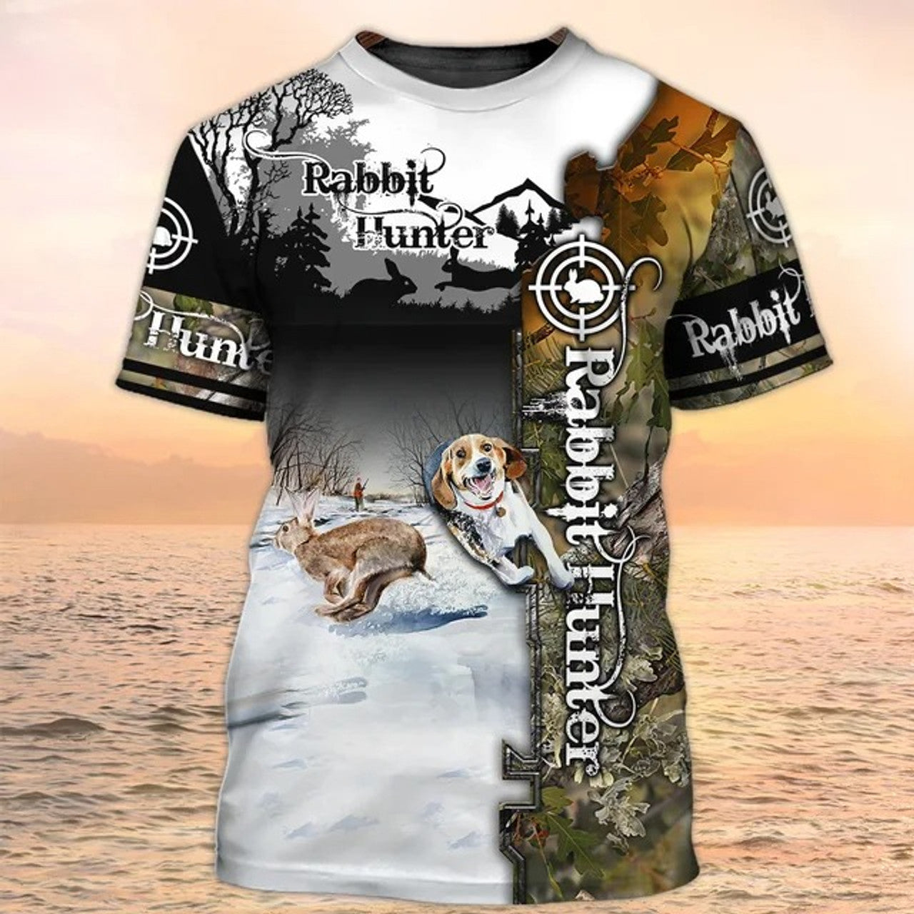 FUNSTUFFPRINT Rabbit Hunting - Personalized Name 3D T-Shirt