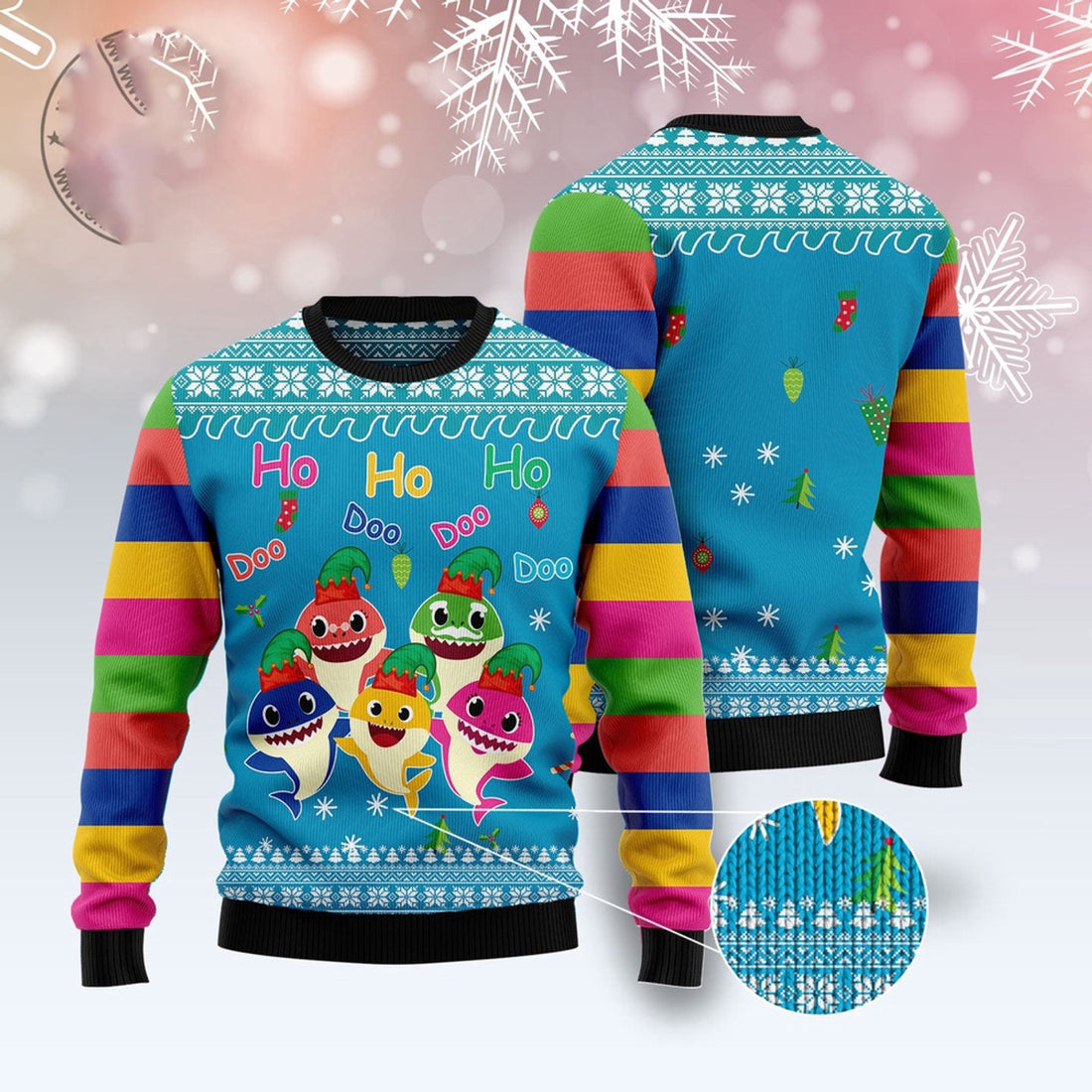 FUNSTUFFPRINT Shark Doo Doo Doo Ugly Christmas Sweater, Christmas Sweater, Ugly Sweater, Funny Xmas Sweaters Ugly Sweater