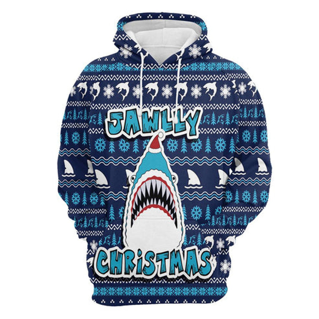 FUNSTUFFPRINT 3D Shark Jawlly Christmas All Over 3D Hoodie and Zip Hoodie