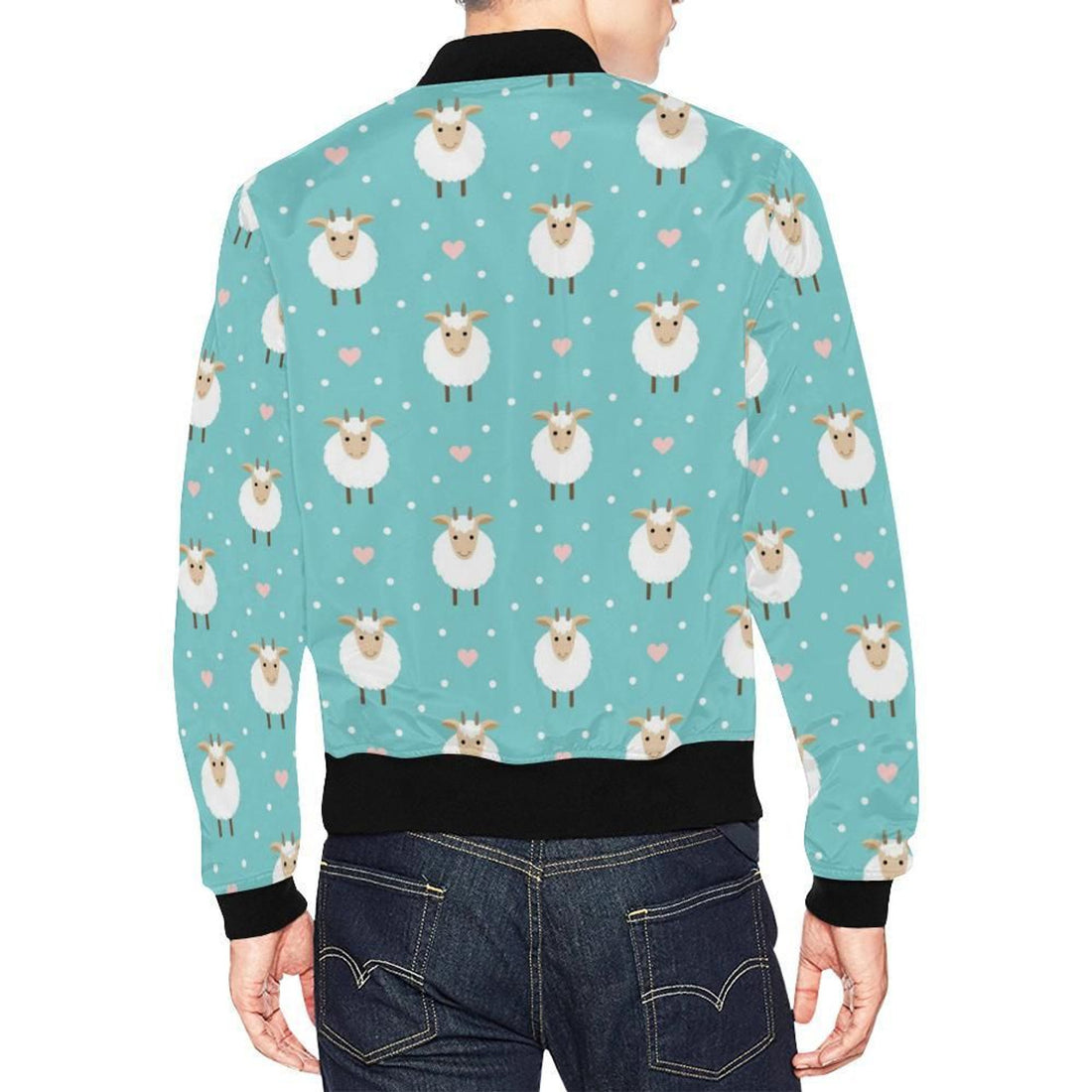 FUNSTUFFPRINT Sheep Goat Pattern Print Mens 3D Bomber Jacket