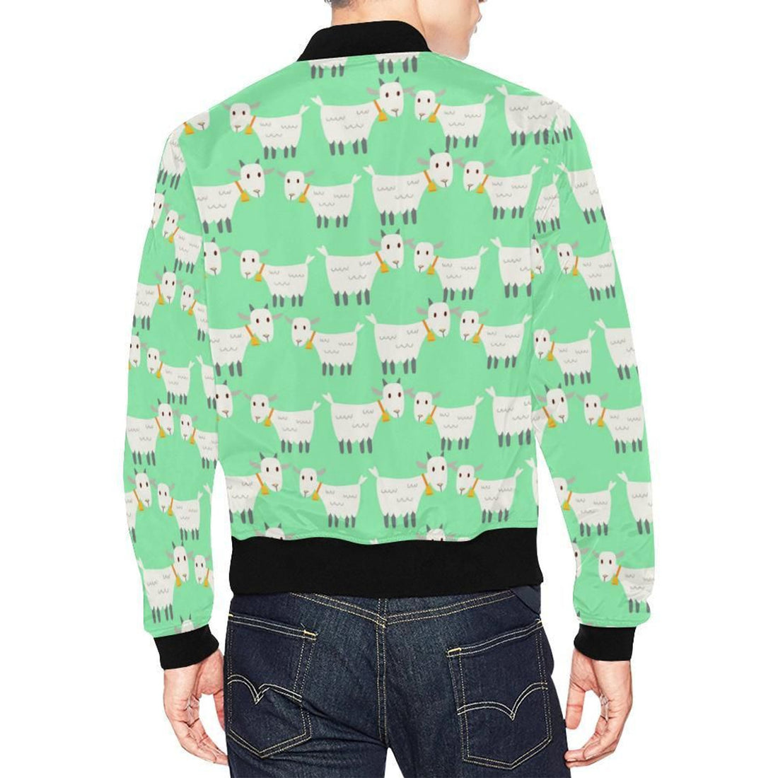 FUNSTUFFPRINT Sheep Goat Print Pattern Mens 3D Bomber Jacket