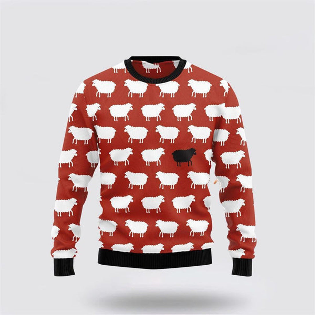FUNSTUFFPRINT Sheep Black And White Funny Ugly Christmas Sweater, Farm Sweater, Christmas Gift, Best Winter Outfit Christmas Ugly Sweater