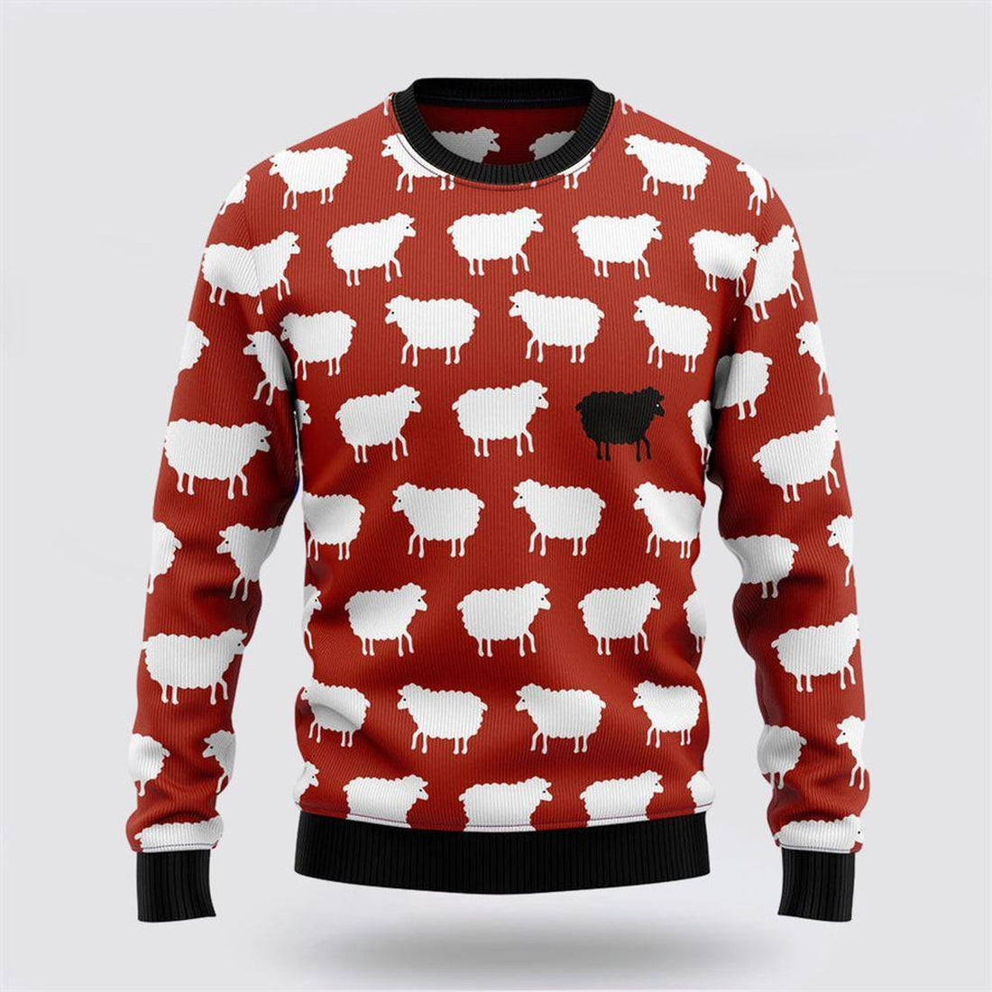 FUNSTUFFPRINT Sheep Black And White Ugly Christmas Sweater – Sweater Gifts For Pet Lover Ugly  Sweater