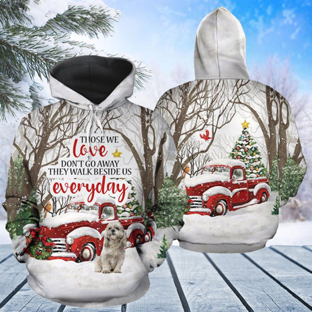 FUNSTUFFPRINT 3D Shih Tzu Angel All Over 3D Hoodie and Zip Hoodie