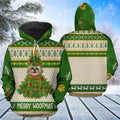 FUNSTUFFPRINT 3D Shih Tzu Merry Woofmas All Over 3D Hoodie and Zip Hoodie