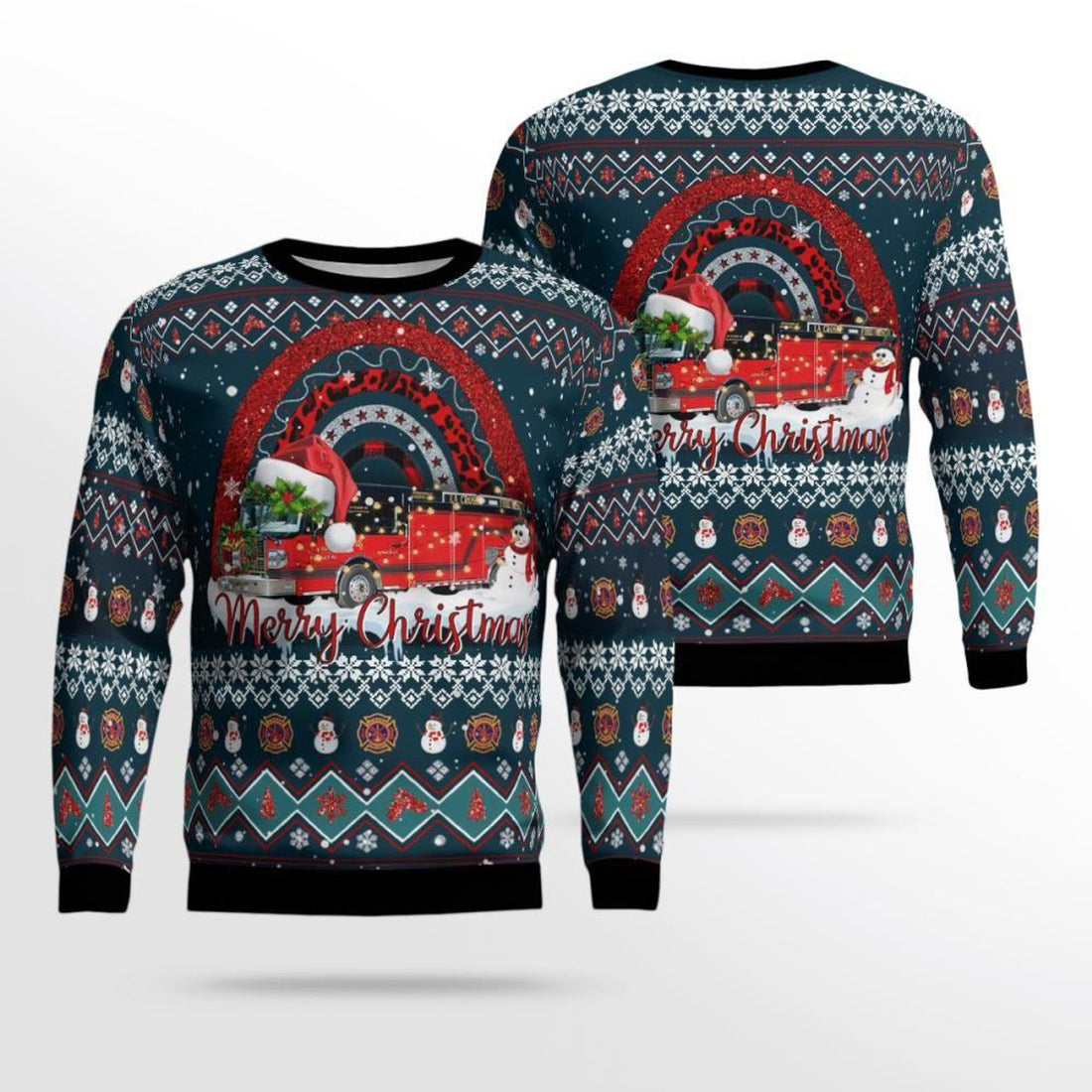 FUNSTUFFPRINT Shop The City Of La Crosse Fire Department 3D Ugly Christmas Sweater – Christmas Gifts For Firefighters Ugly  Sweater