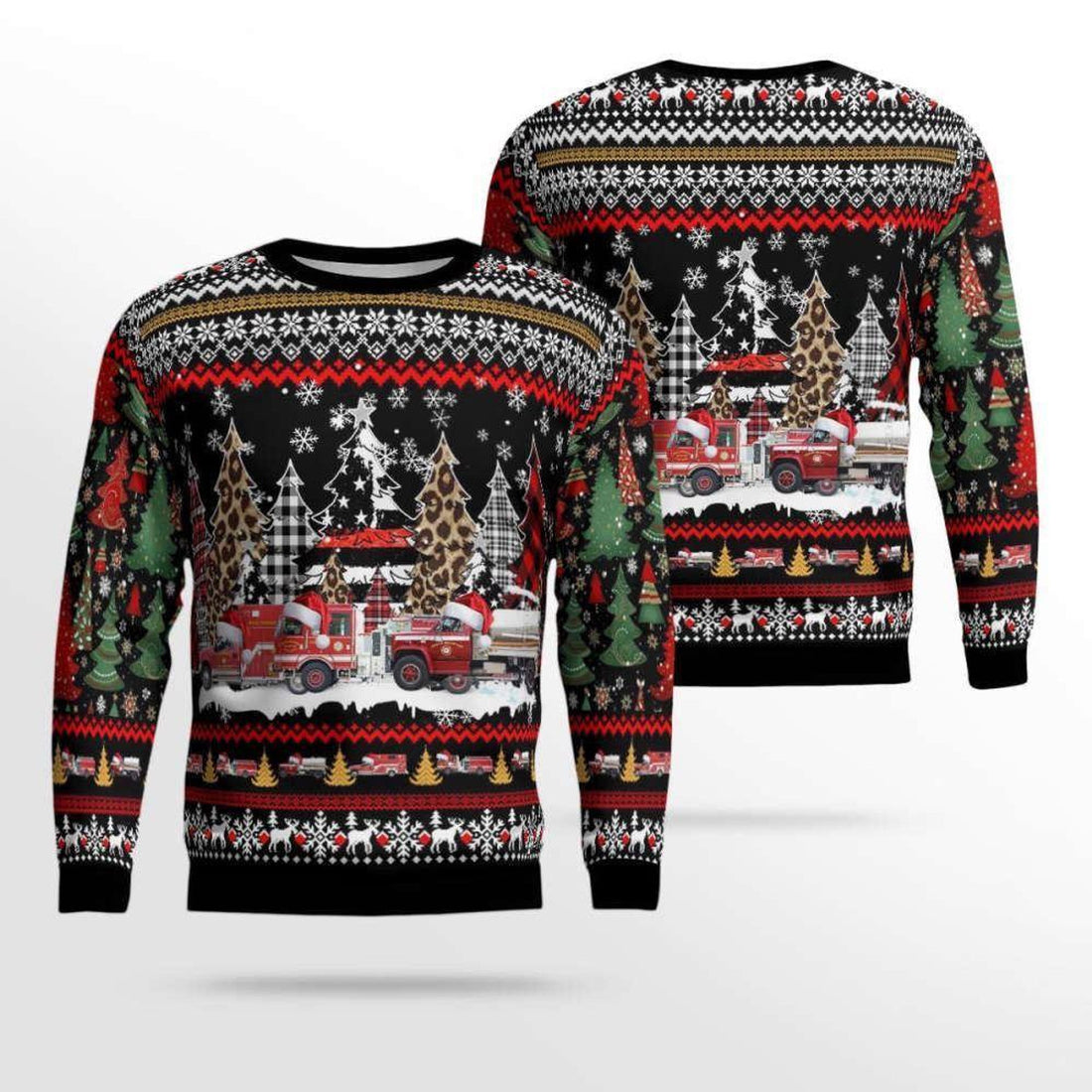 FUNSTUFFPRINT Shop The North Carolina Beech Mountain Volunteer Fire Ugly Christmas Sweater – Christmas Gifts For Firefighters Ugly  Sweater
