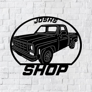 Shop Truck Metal Sign, Work Shop Truck Wall Art, Garage Wall Art Sign, Work Shop Sign, Shop Decor Metal Wall Art