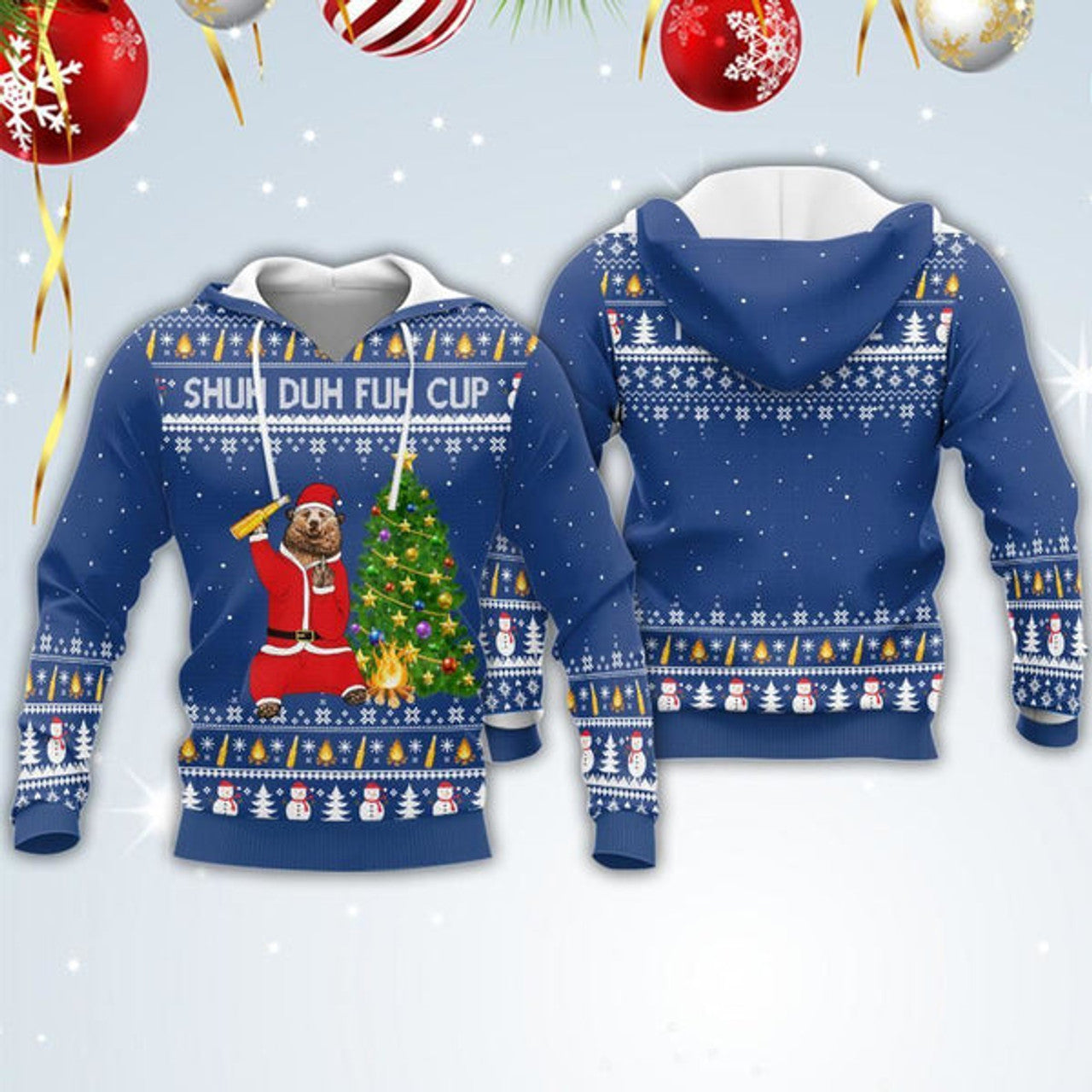 FUNSTUFFPRINT 3DShuh Duh Fuh Cup Christmas All Over 3D Hoodie and Zip Hoodie
