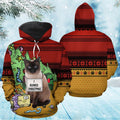 FUNSTUFFPRINT 3D Siamese Cat Ruined Christmas All Over 3D Hoodie and Zip Hoodie