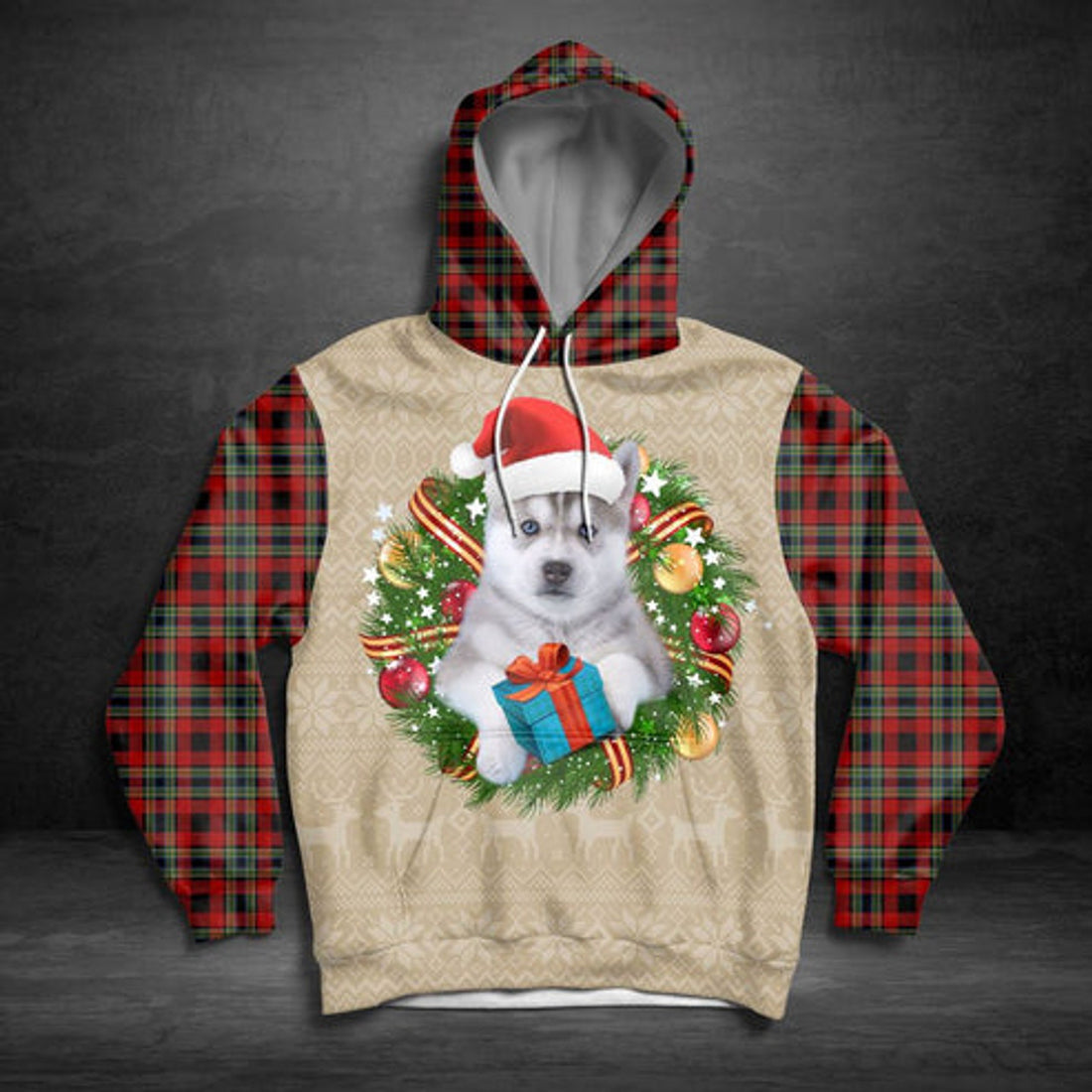 FUNSTUFFPRINT 3D Siberian Husky Christmas Awesome All Over 3D Hoodie and Zip Hoodie