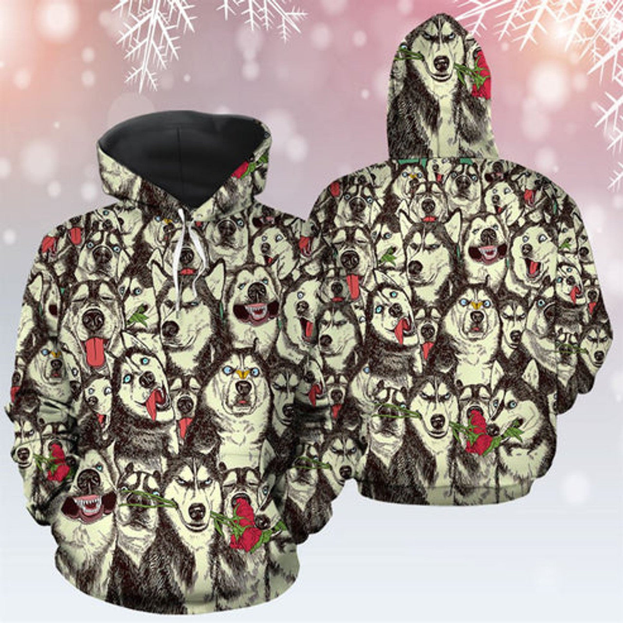 FUNSTUFFPRINT 3D Siberian Husky Funny All Over 3D Hoodie and Zip Hoodie