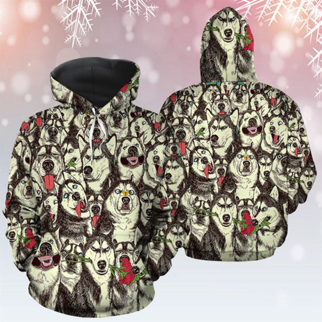 FUNSTUFFPRINT 3D Siberian Husky Funny All Over 3D Hoodie and Zip Hoodie